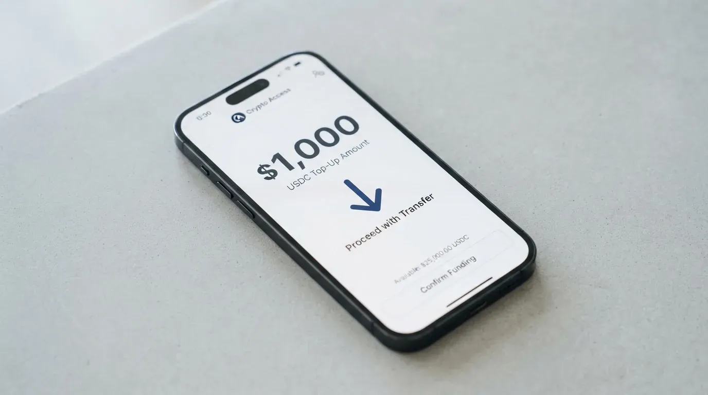 A phone showing a stablecoin transfer screen