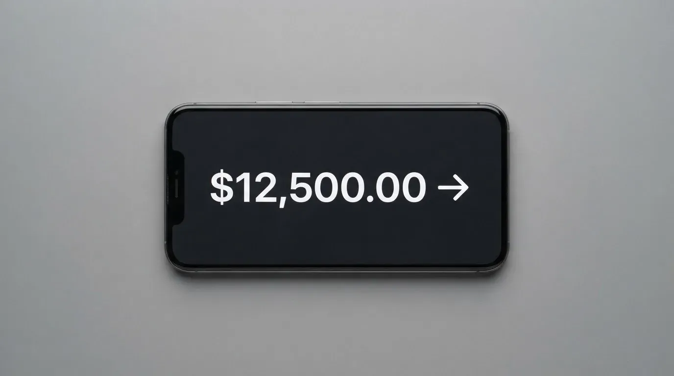 A phone showing a stablecoin transfer screen