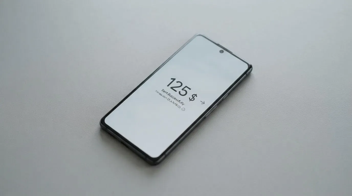 A phone showing a stablecoin transfer screen