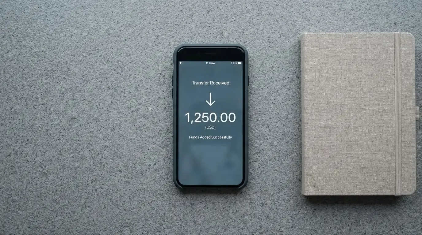 A phone showing a stablecoin transfer screen