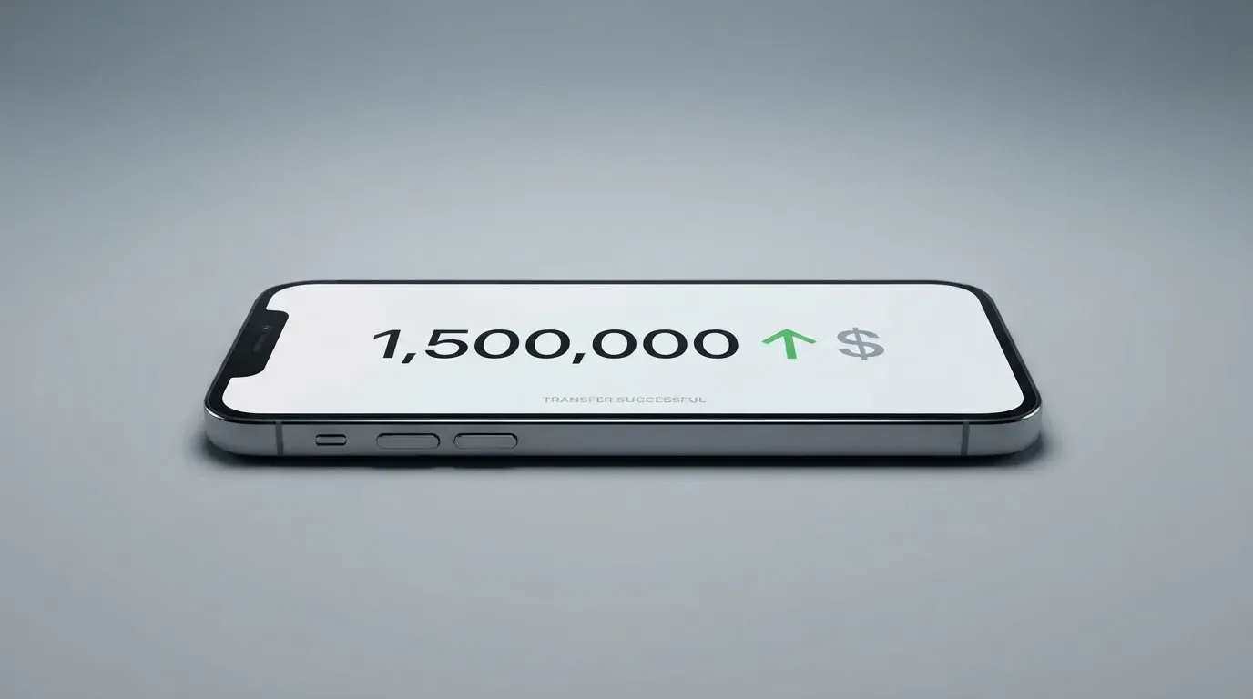 A phone showing a stablecoin transfer screen