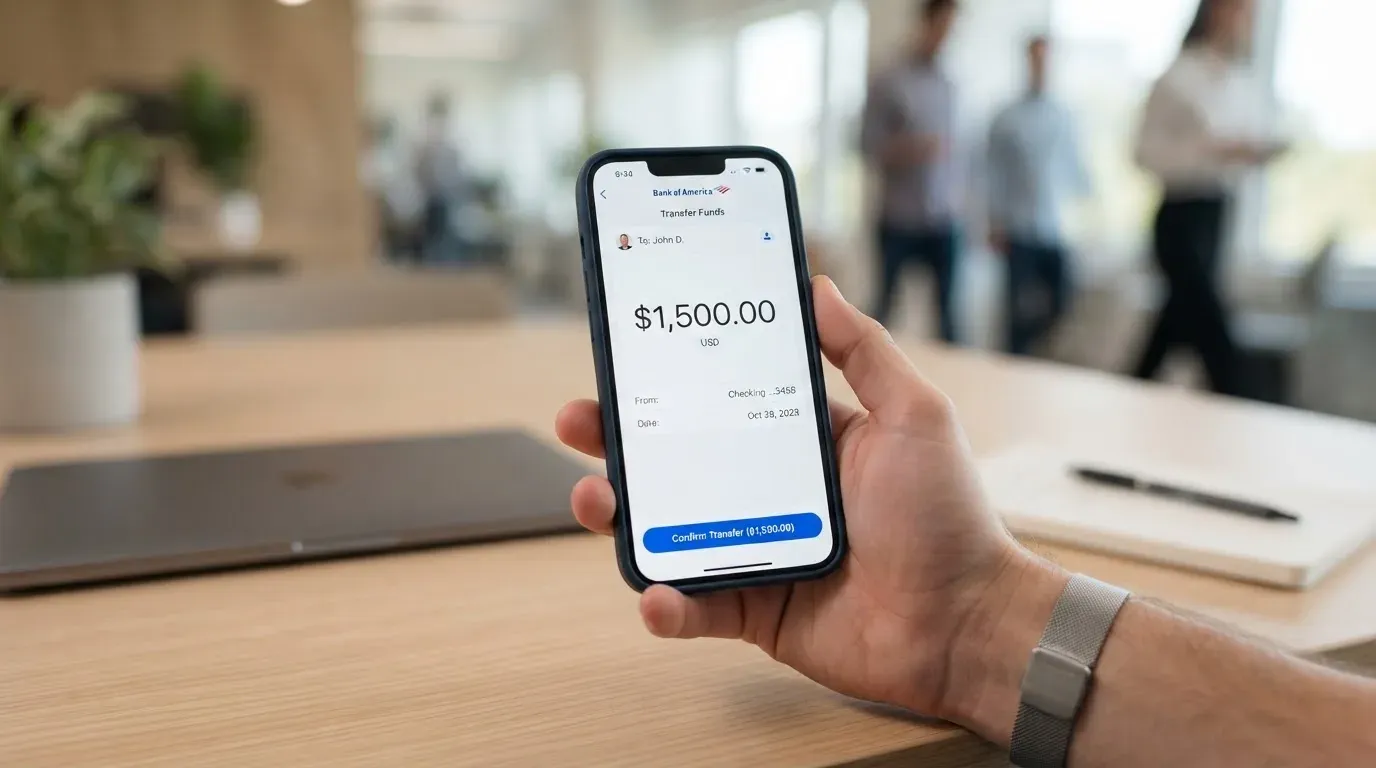 A phone showing a stablecoin transfer screen