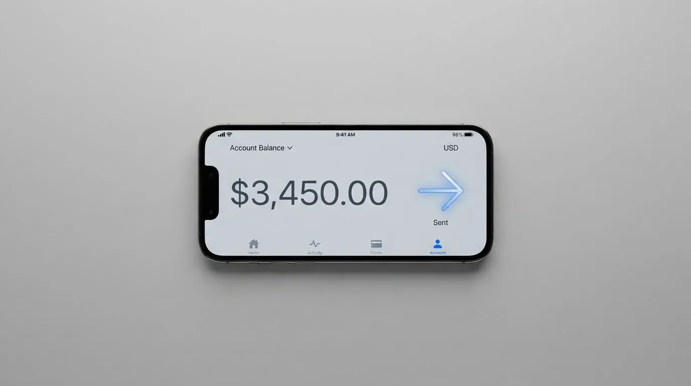 A phone showing a stablecoin transfer screen