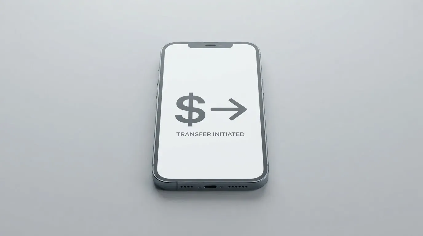 A phone showing a stablecoin transfer screen