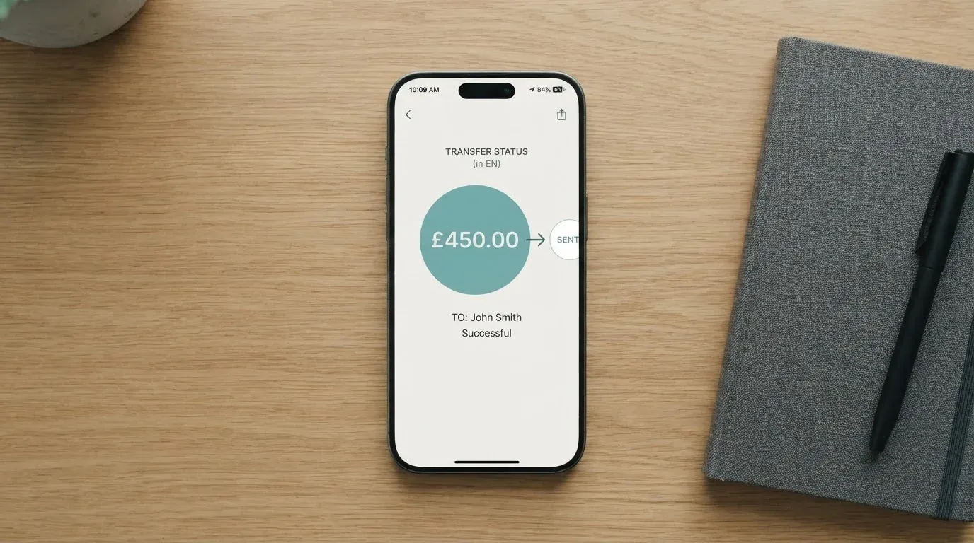 A phone showing a stablecoin transfer screen