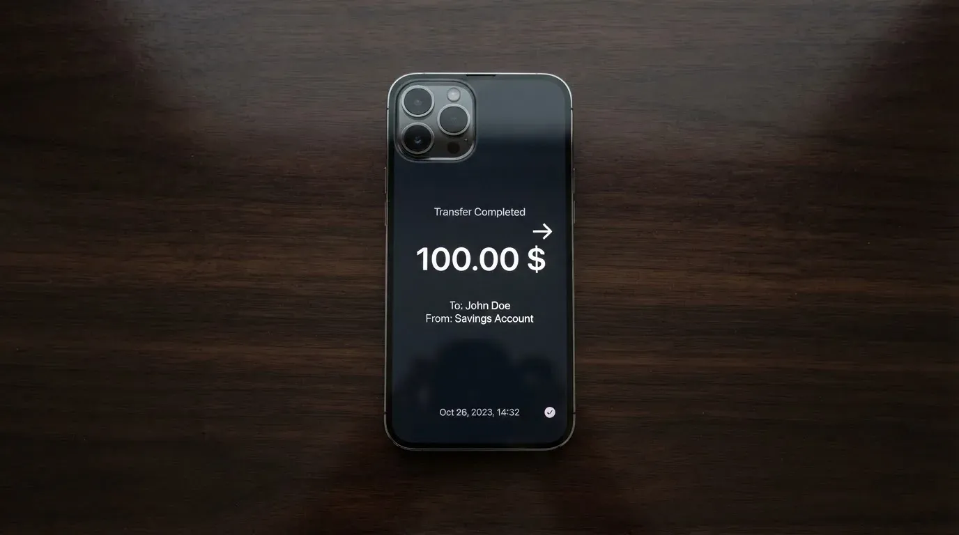 A phone showing a stablecoin transfer screen