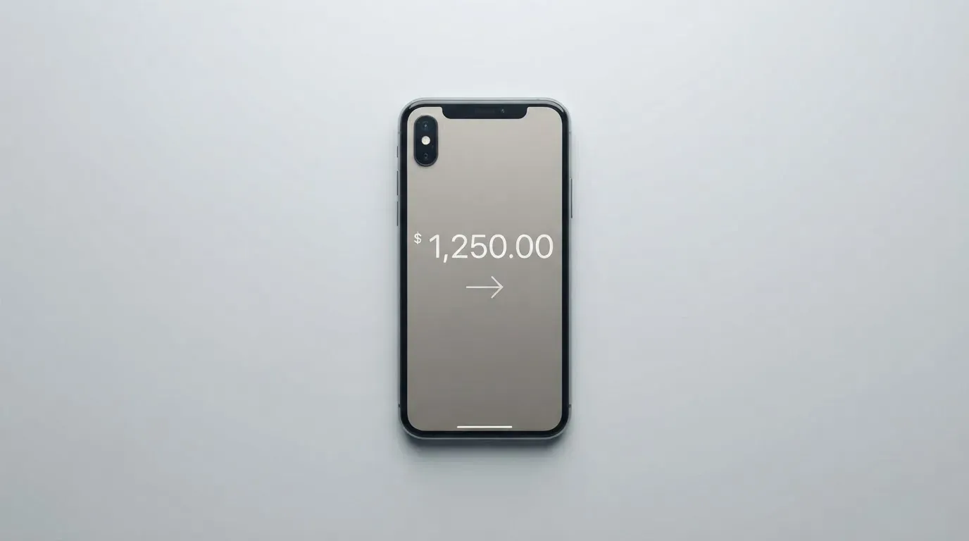 A phone showing a stablecoin transfer screen