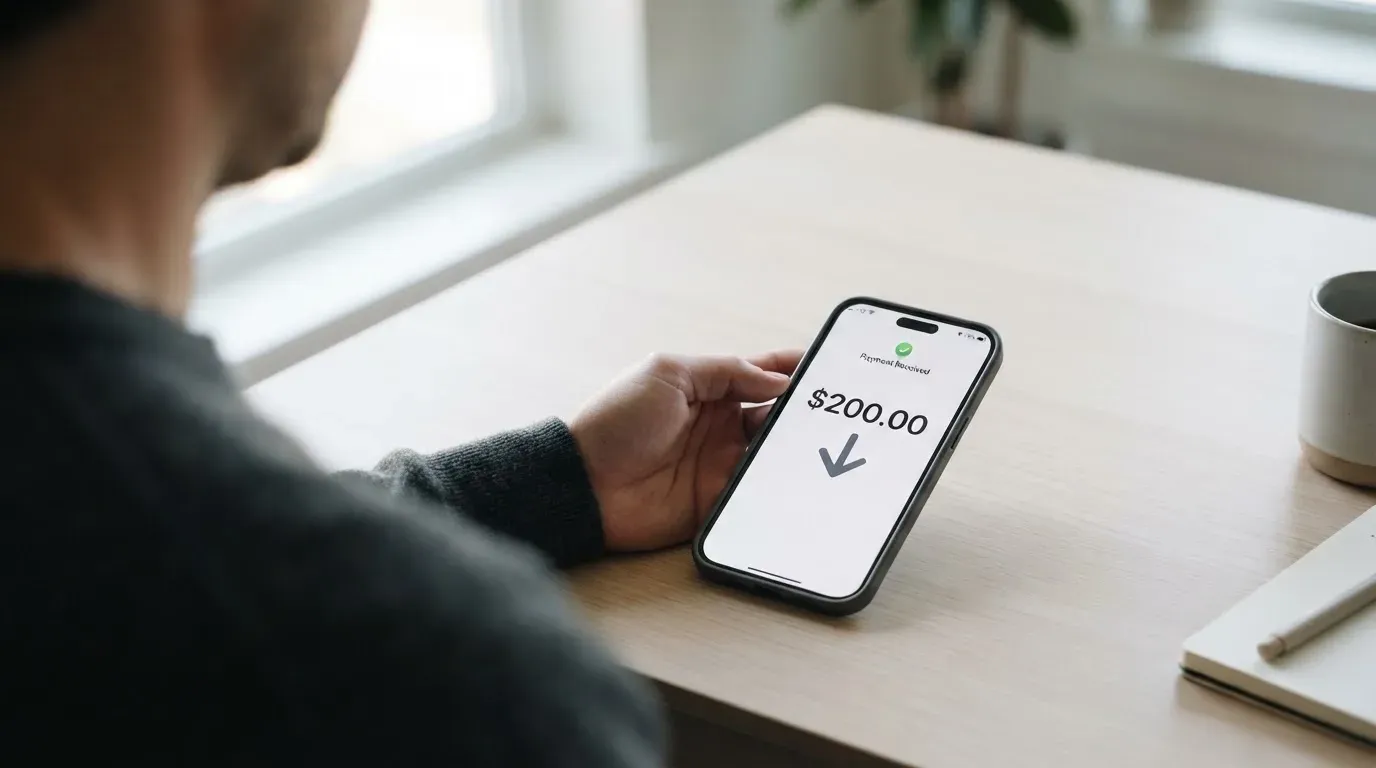 A phone showing a stablecoin transfer screen