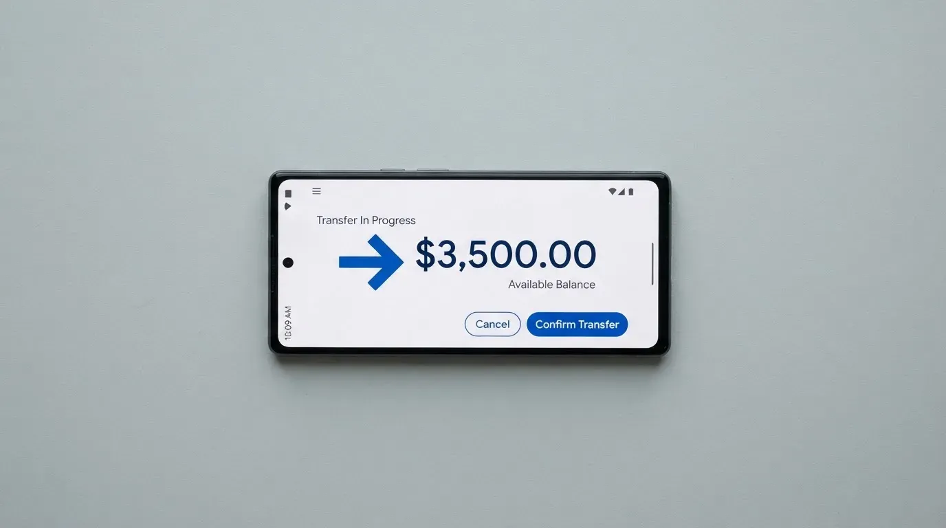A phone showing a stablecoin transfer screen