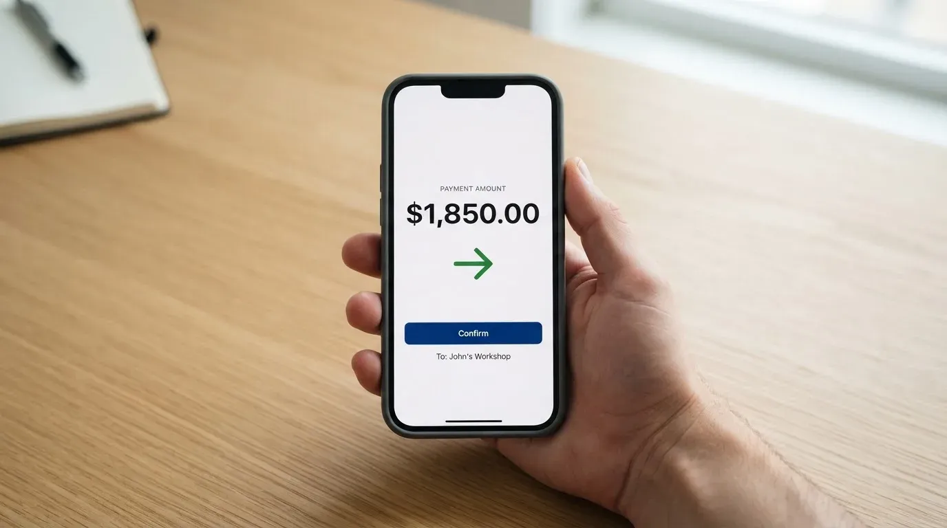 A phone showing a stablecoin transfer screen