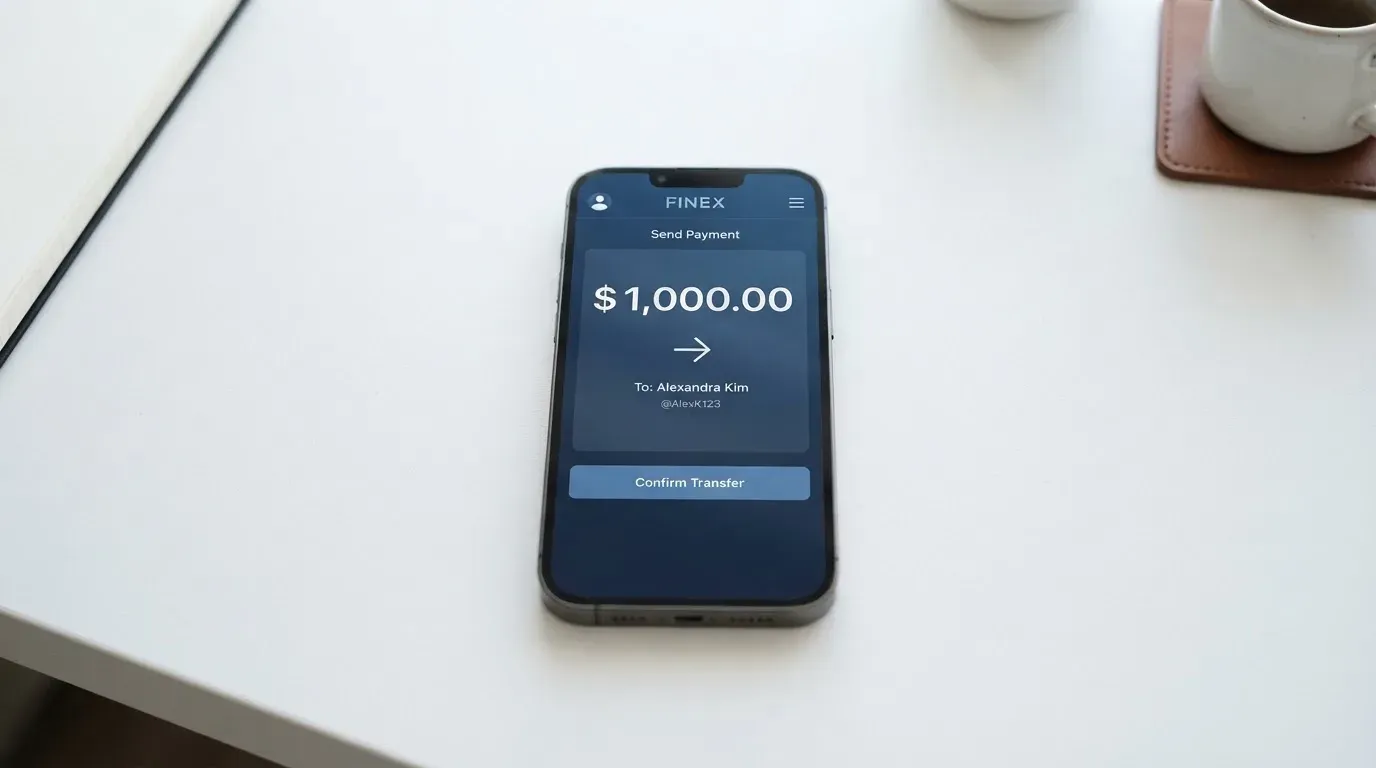 A phone showing a stablecoin transfer screen