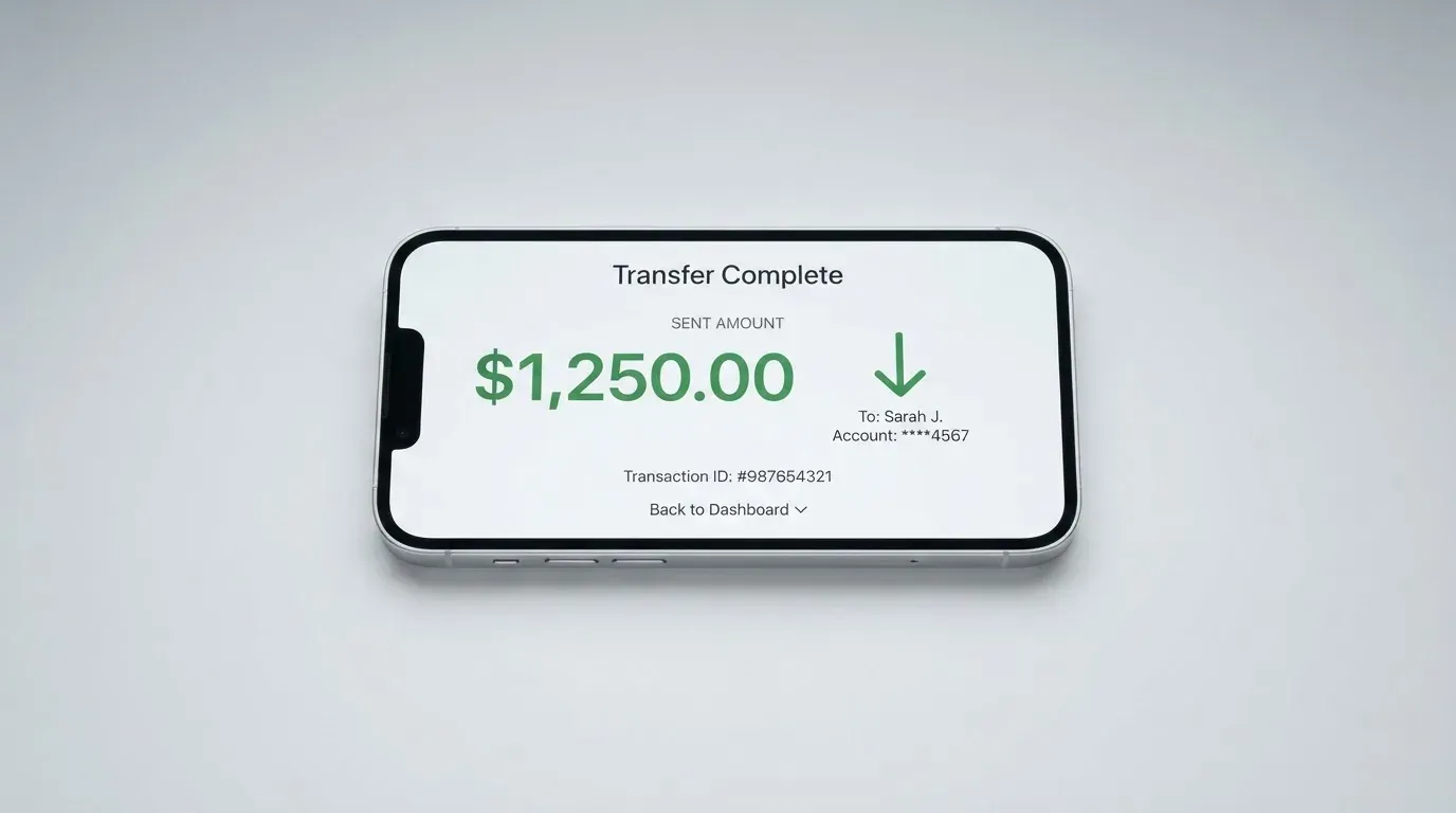A phone showing a stablecoin transfer screen