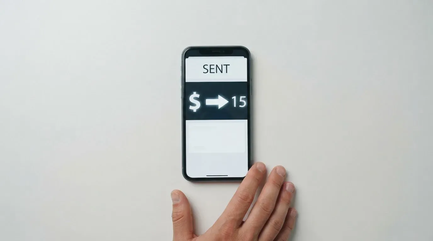 A phone showing a stablecoin transfer screen