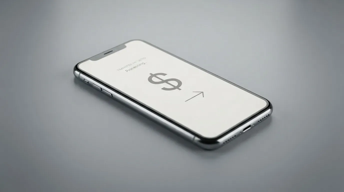 A phone showing a stablecoin transfer screen