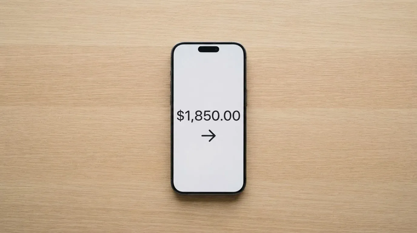 A phone showing a stablecoin transfer screen
