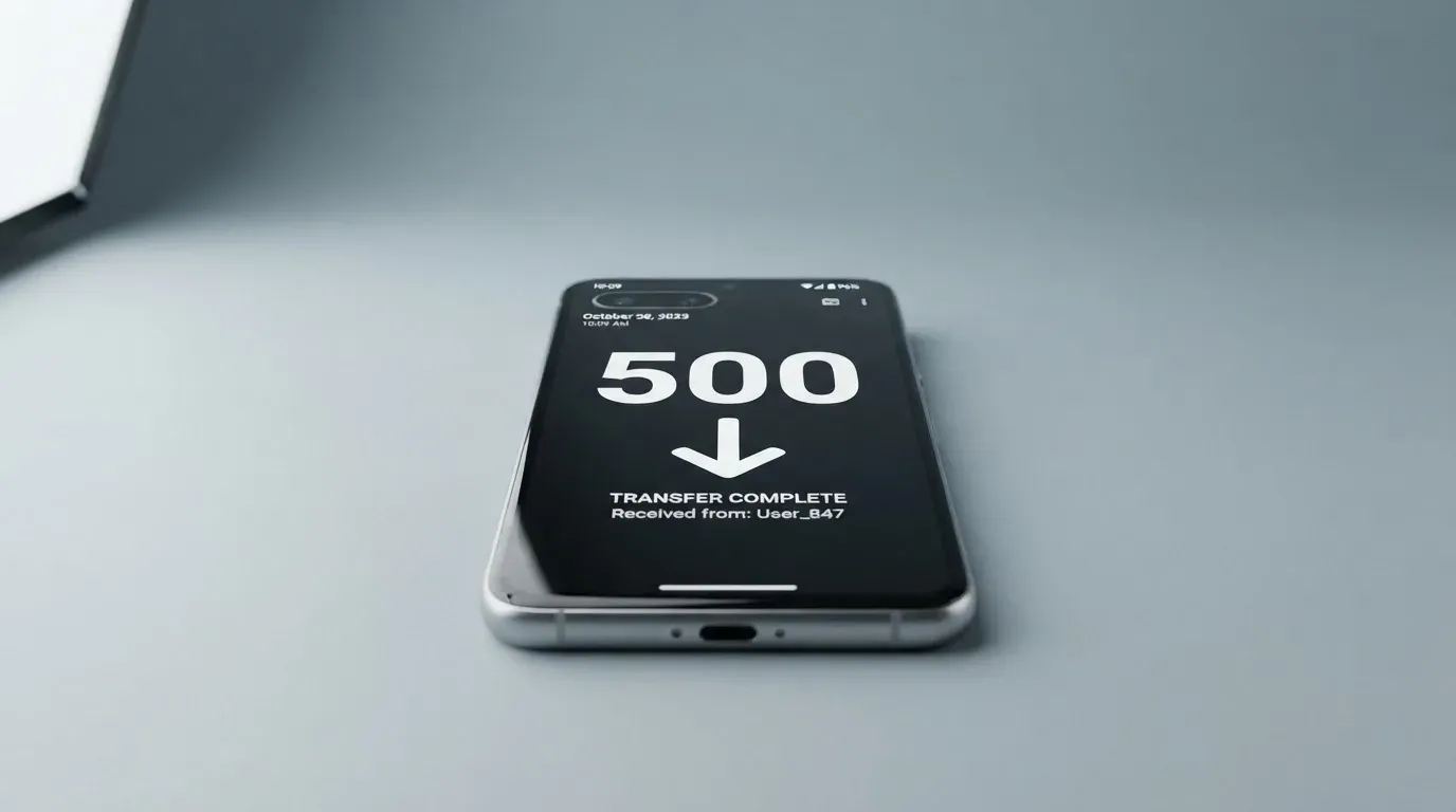 A phone showing a stablecoin transfer screen