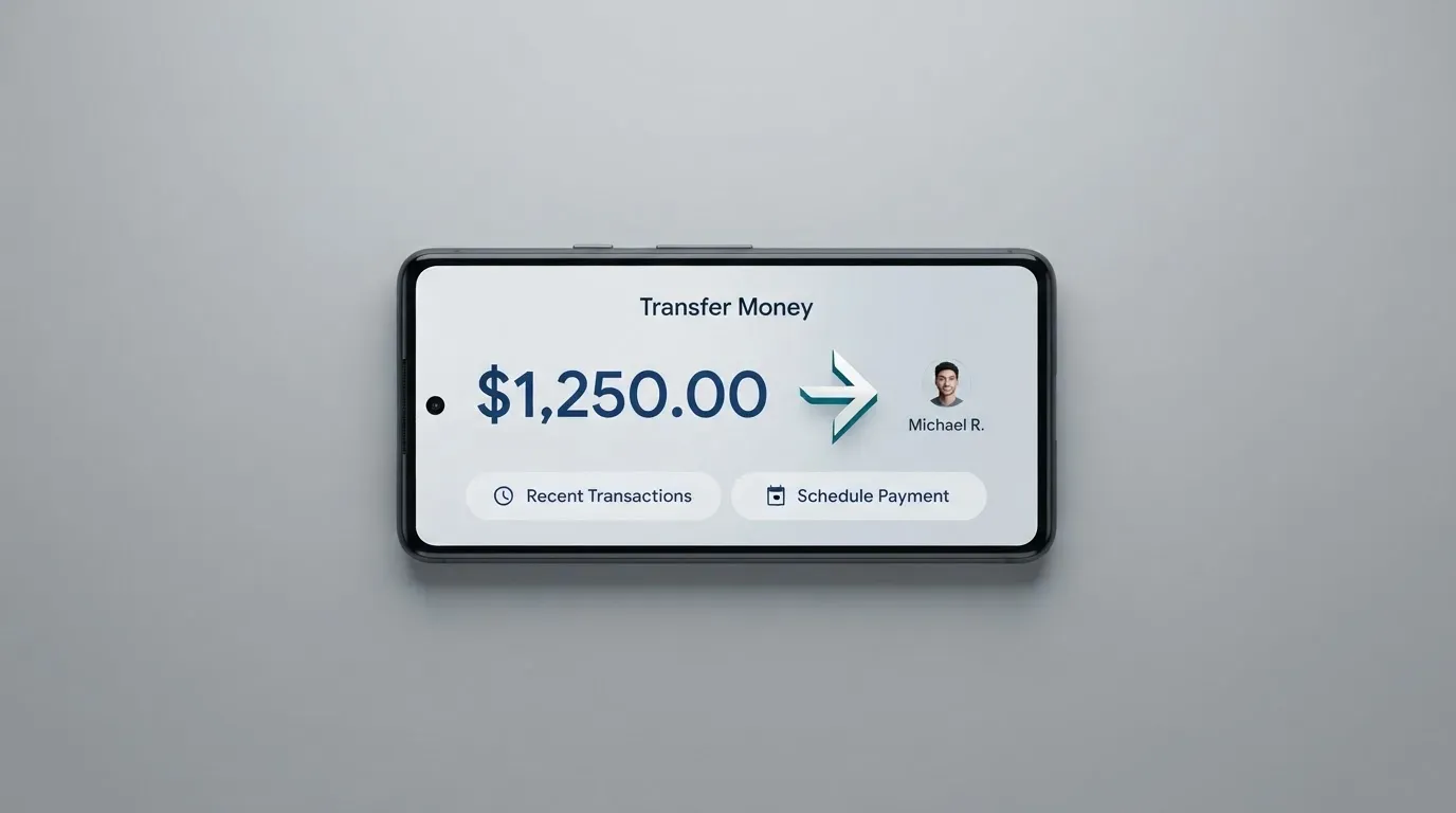A phone showing a stablecoin transfer screen