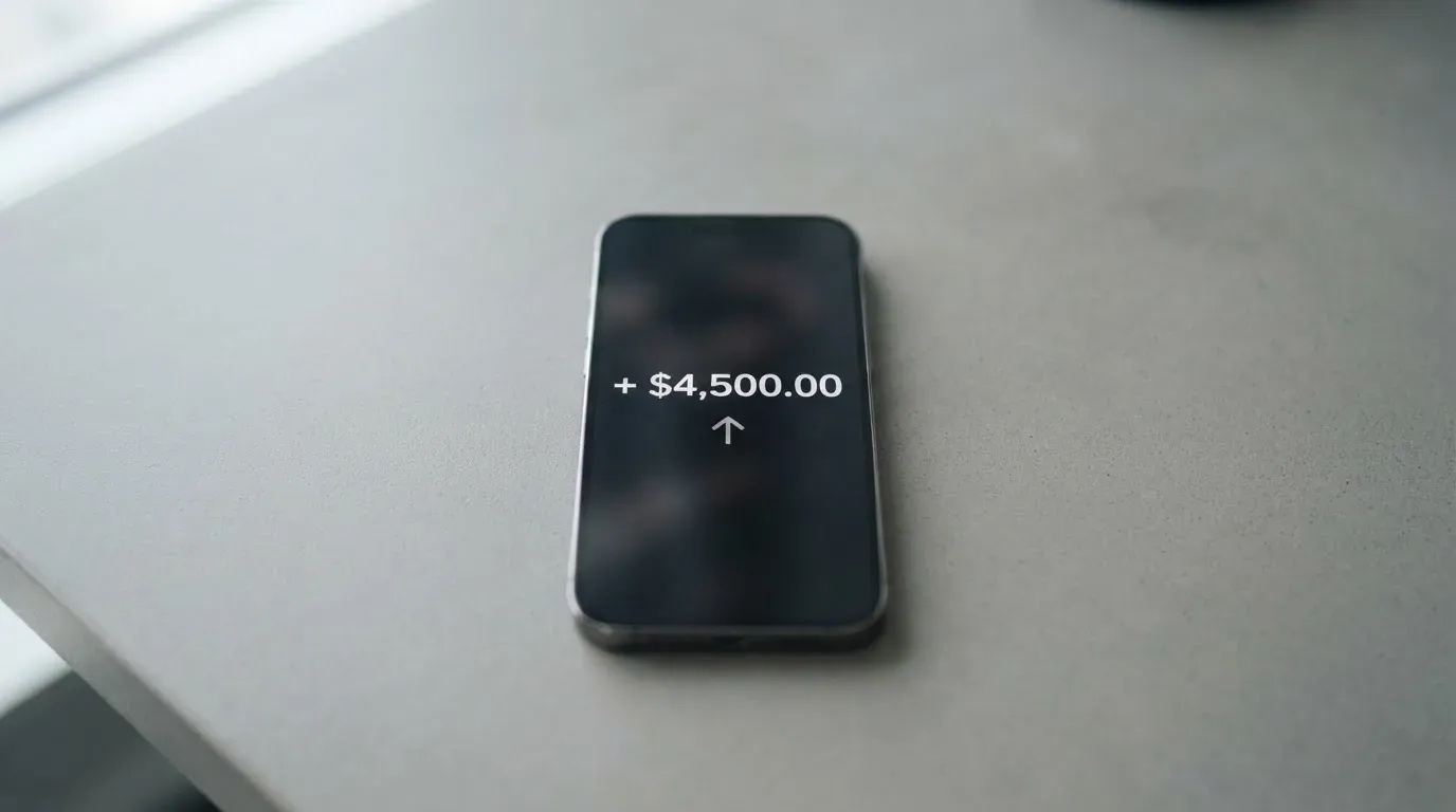 A phone showing a stablecoin transfer screen