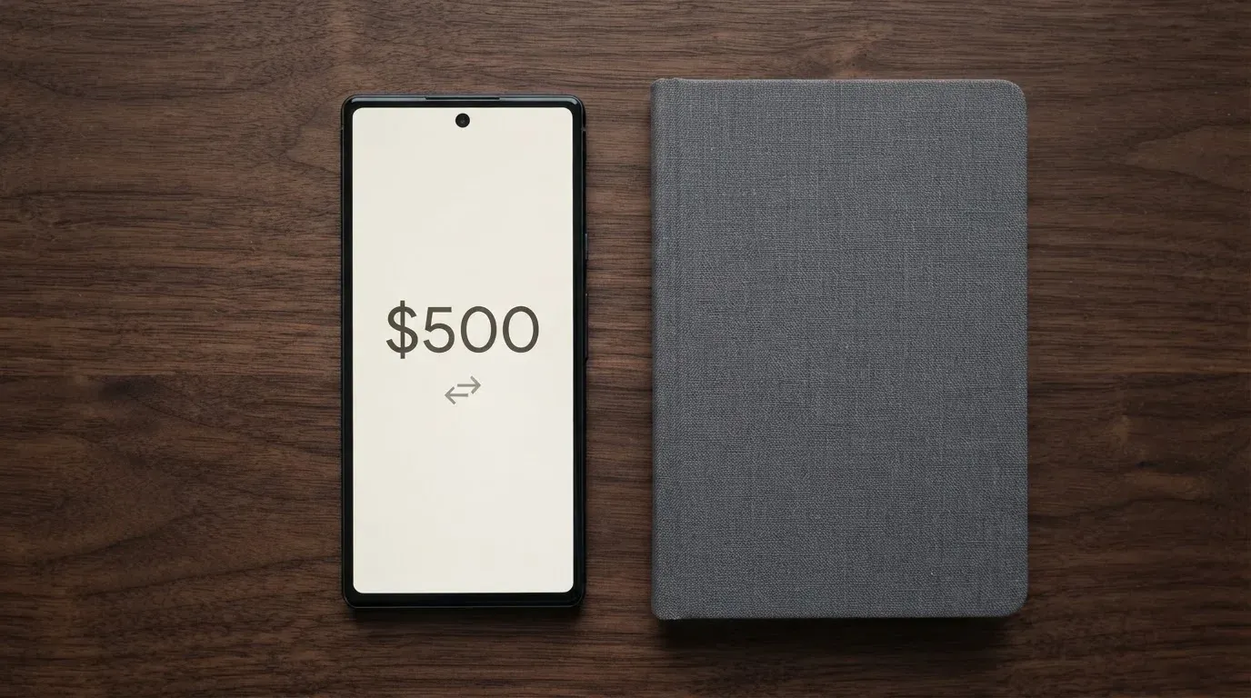 A phone showing a stablecoin transfer screen